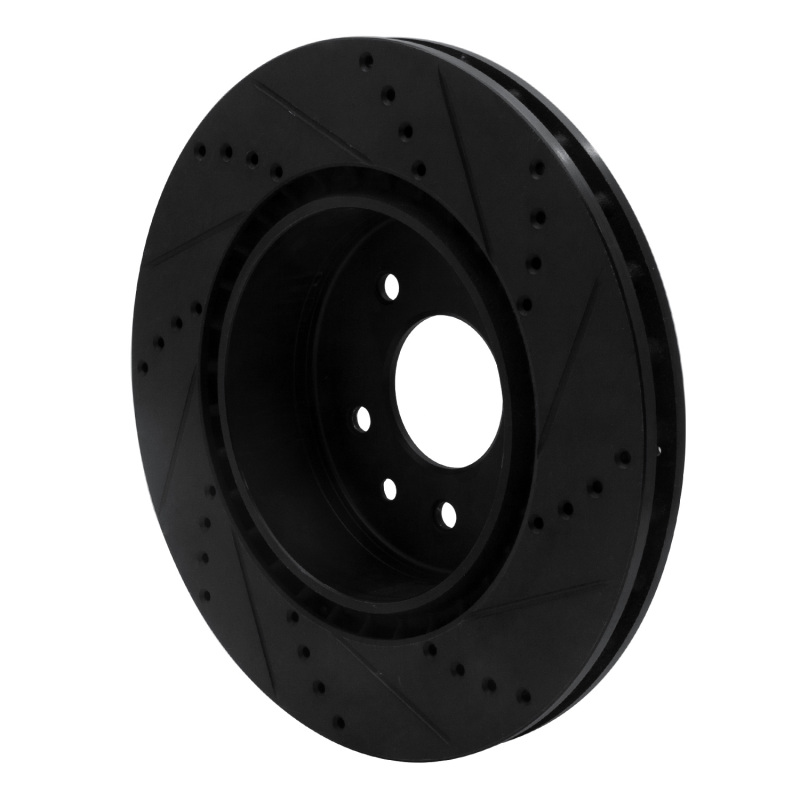 Jaguar XJR Brake Rotor (1) - Rear Left - R1 Concepts - Drilled & Slotted - Black - `00-`06